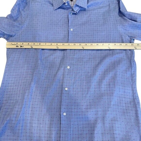 Ben Sherman Button Front Shirt Blue with Purple Contrast Cuffs Size 16 1/2 34-35 - Picture 9 of 13